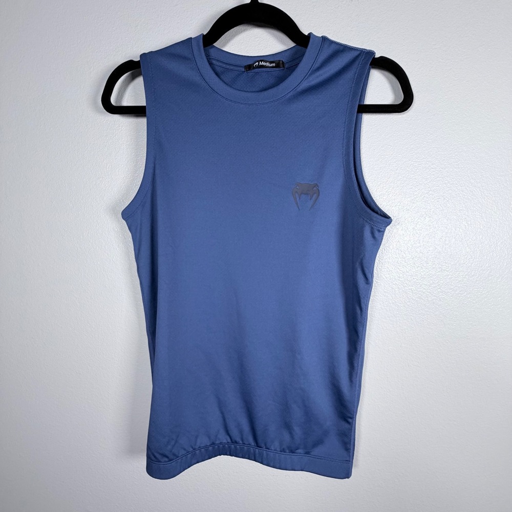 Venum Mens Dry Tech Sleeveless Training Tank Top Blue MMA‎ Gym Shirt Medium